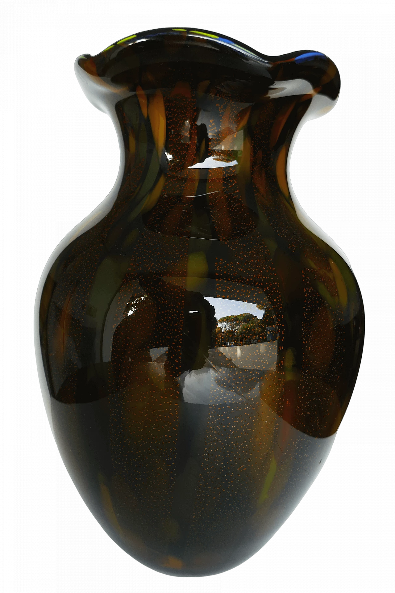 Brown Murano glass vase with orange specks, 1980s 8
