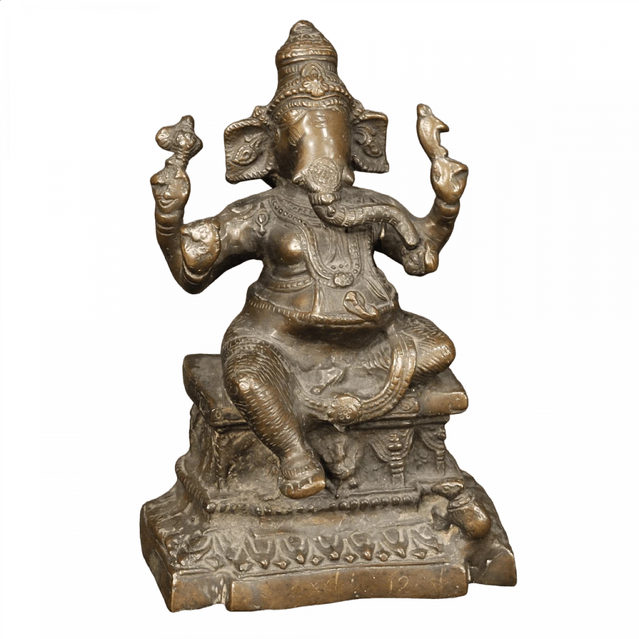 Scultura indiana in bronzo raffigurante Ganesh 13