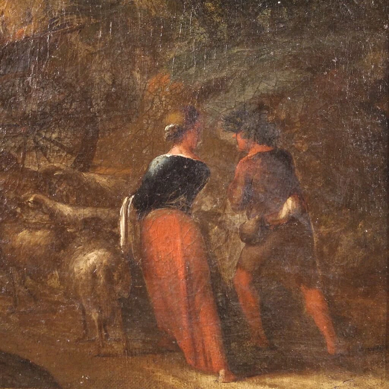 Pastoral scene with cart, oil on canvas, 18th century 5