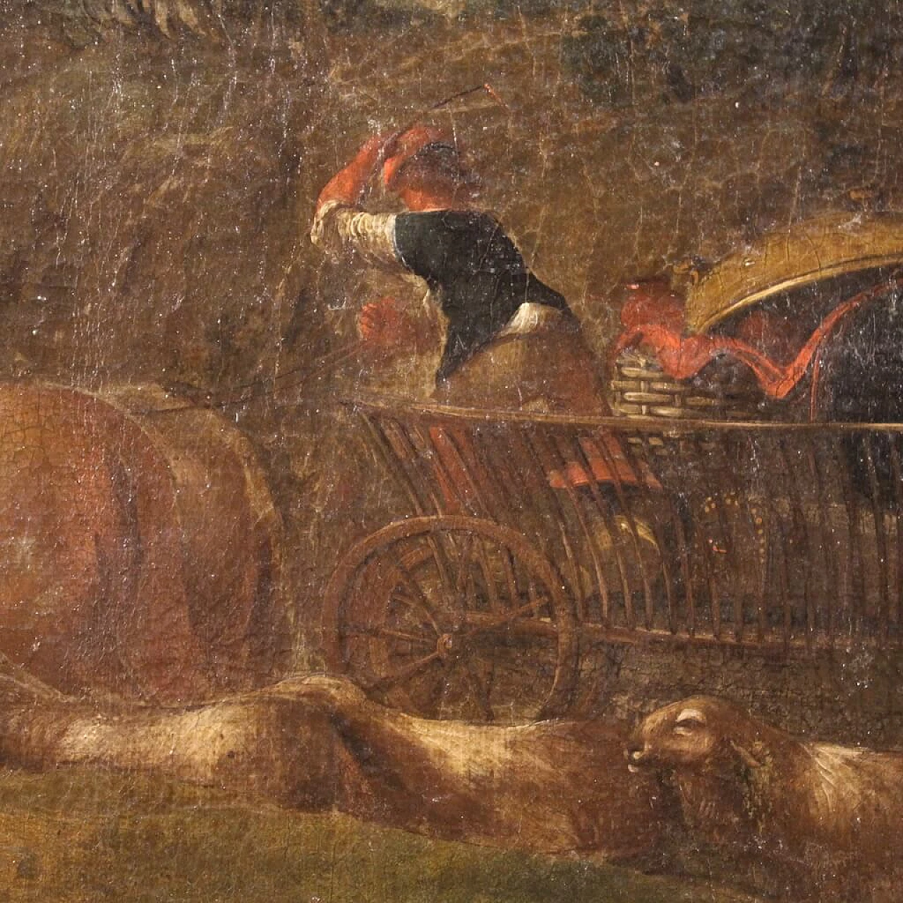 Pastoral scene with cart, oil on canvas, 18th century 9
