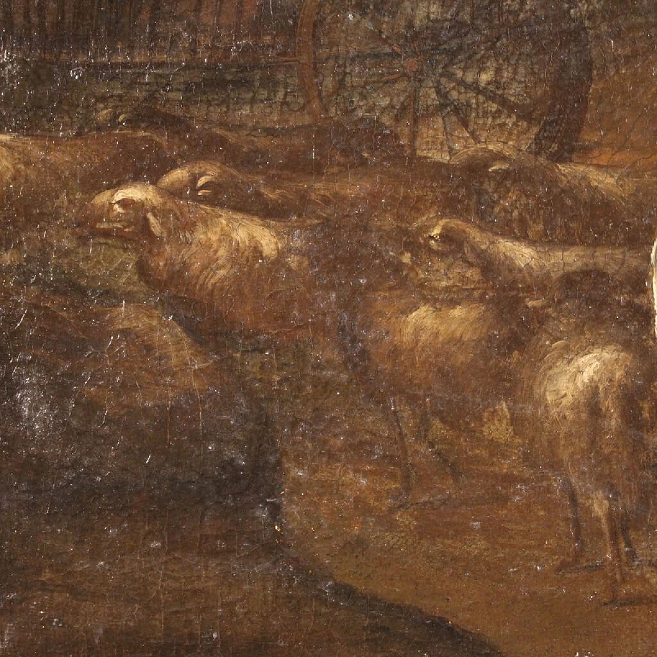 Pastoral scene with cart, oil on canvas, 18th century 10