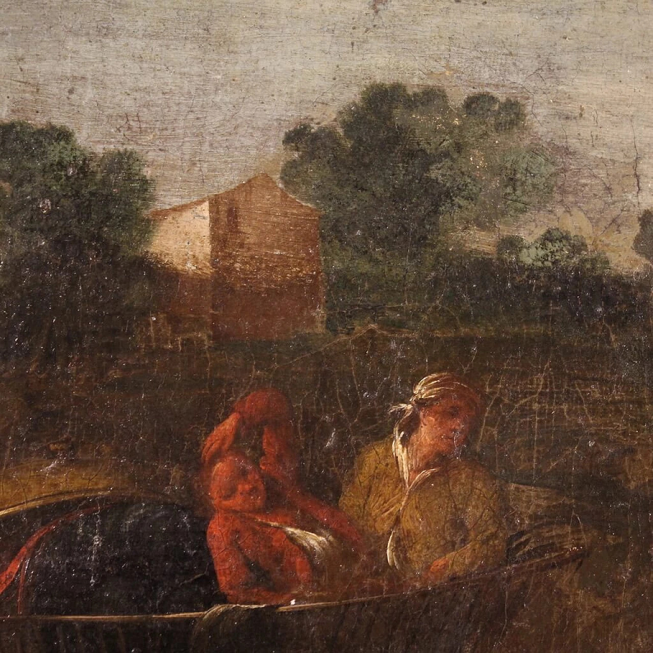 Pastoral scene with cart, oil on canvas, 18th century 11