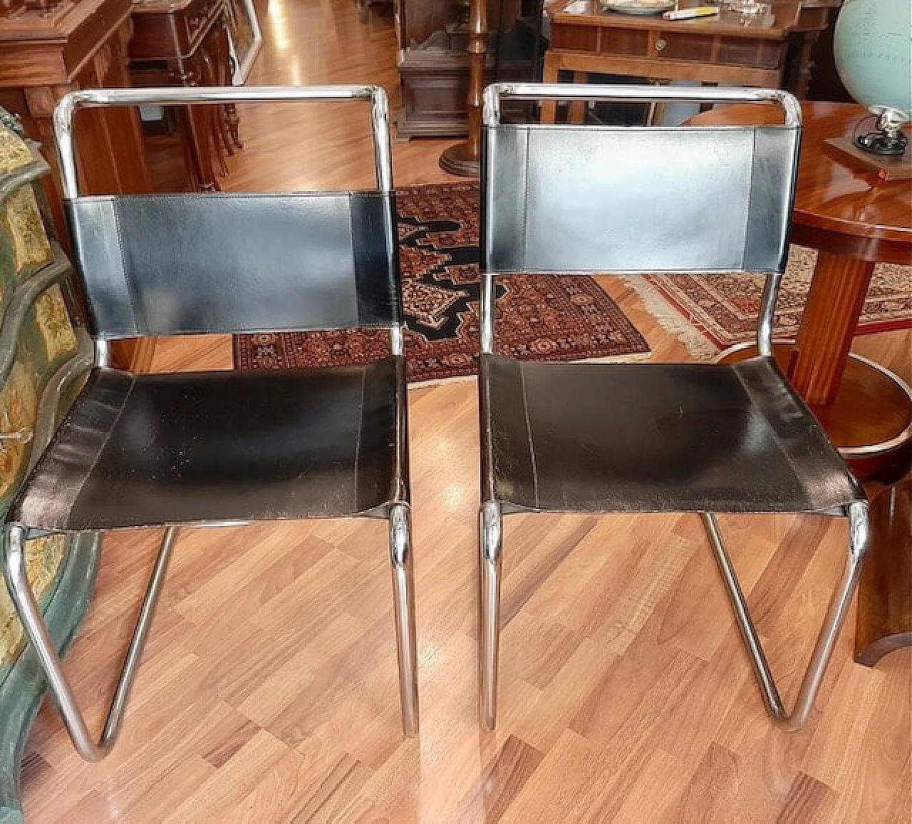 Coppia di sedie di Mies Van Der Rohe per Thonet, anni '70 3