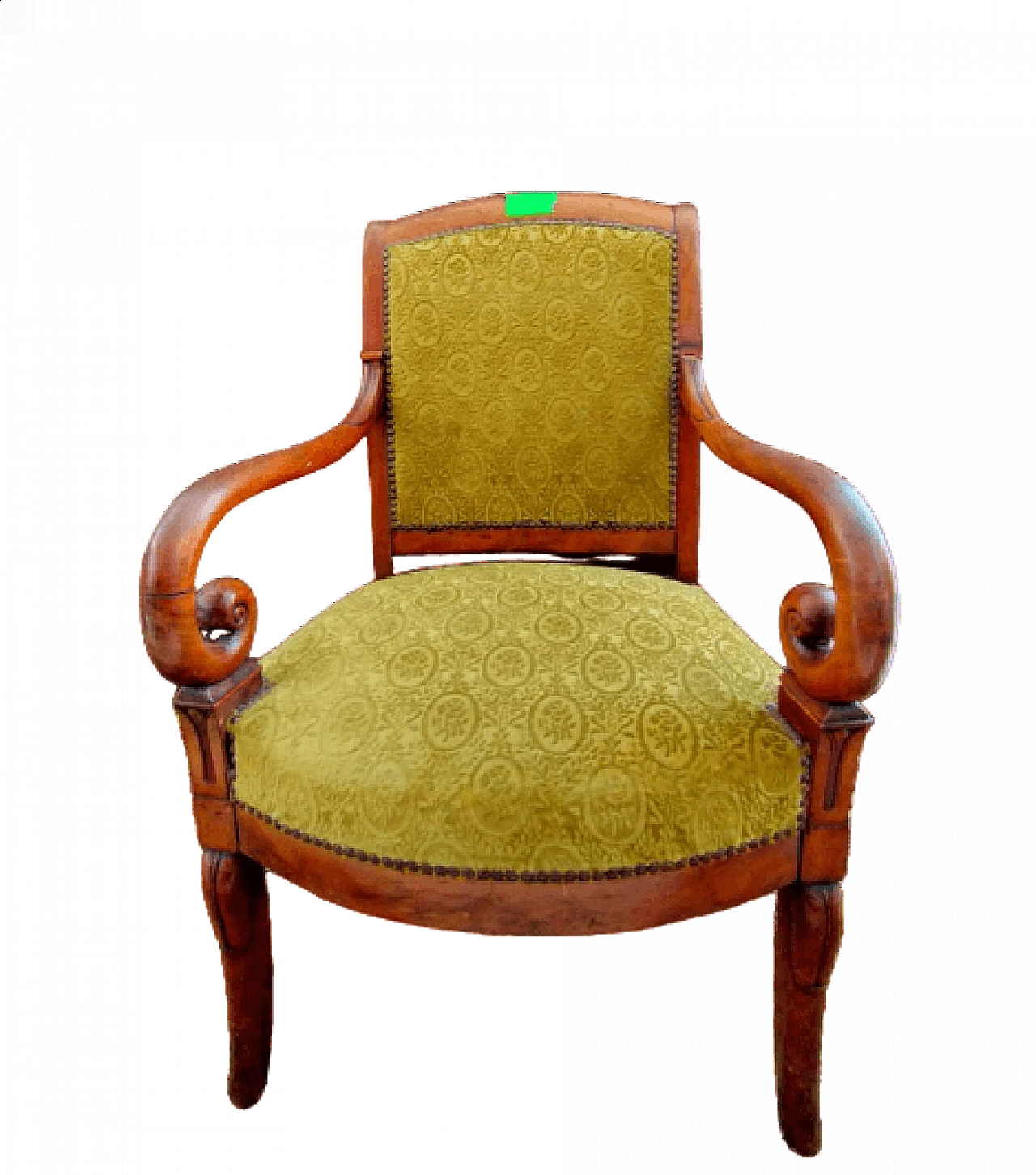 Pair of Neoclassical walnut chairs with padded seat and back, 19th century 6