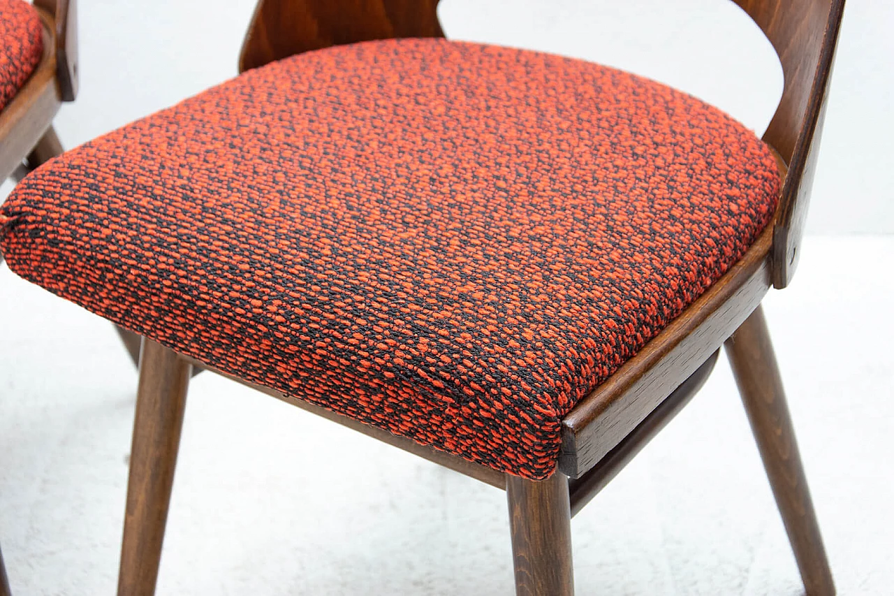 4 Wood and fabric chairs by Radomír Hofman for TON, 1960s 9