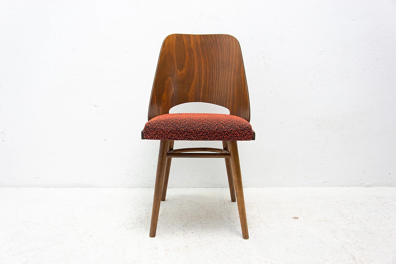 4 Wood and fabric chairs by Radomír Hofman for TON, 1960s 10