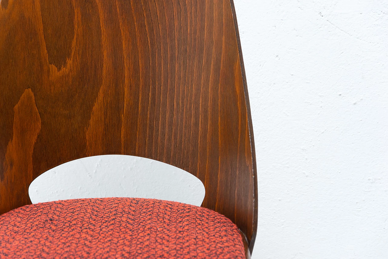 4 Wood and fabric chairs by Radomír Hofman for TON, 1960s 13