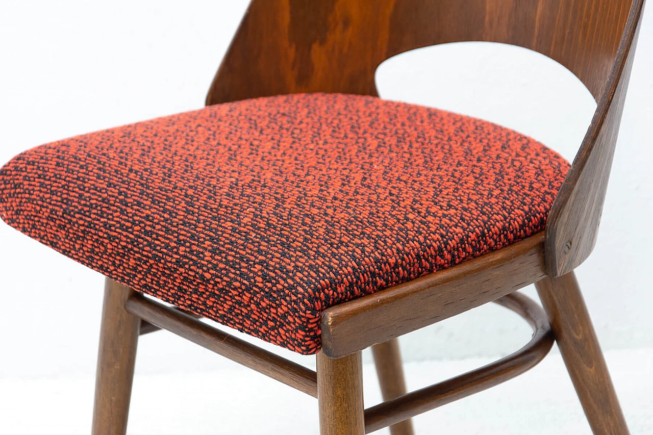 4 Wood and fabric chairs by Radomír Hofman for TON, 1960s 16