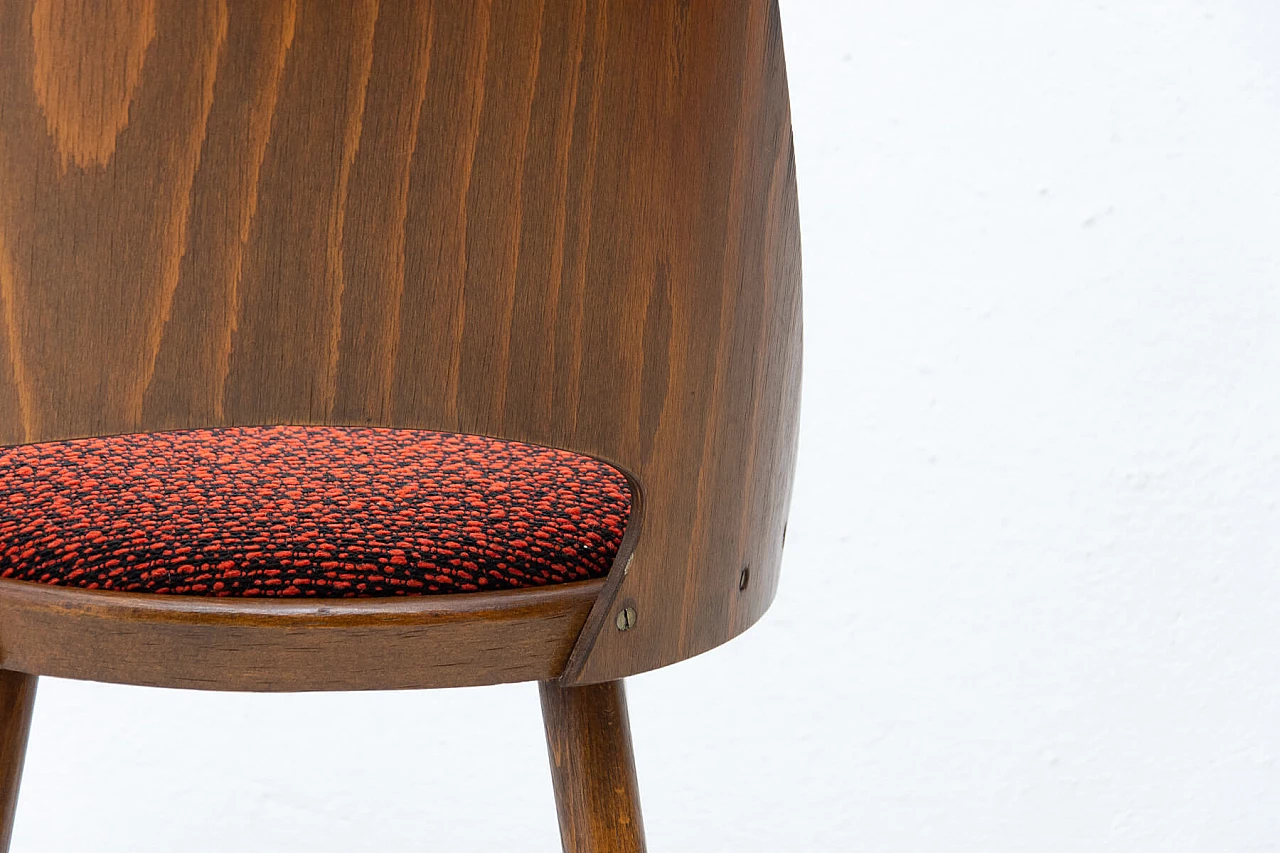 4 Wood and fabric chairs by Radomír Hofman for TON, 1960s 20