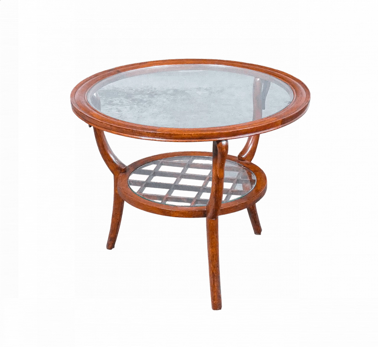 Wooden coffee table with double glass top in the style of Paolo Buffa, 1950s 8
