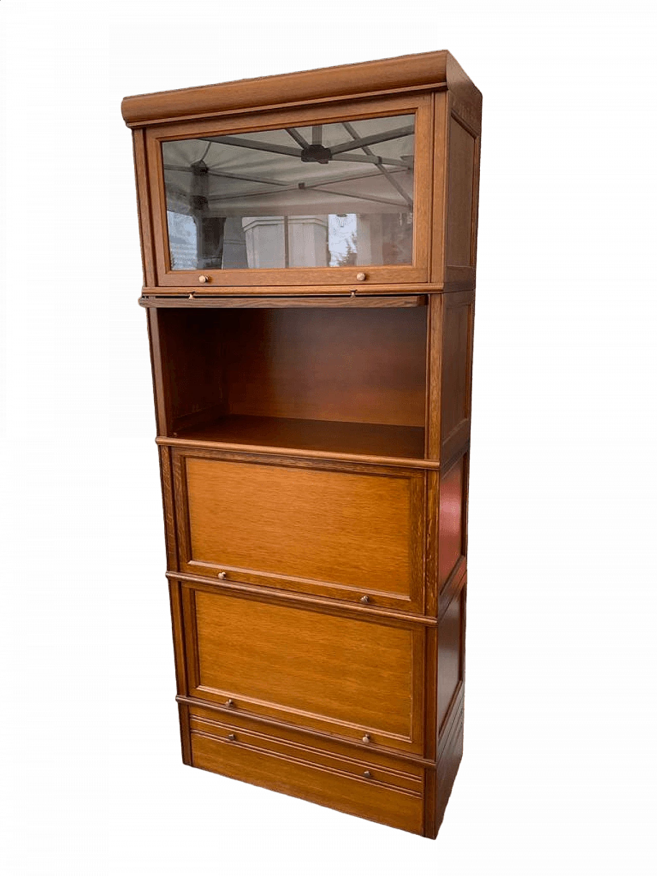 Libreria Globe a 4 moduli con pannelli in vetro, anni '50 2