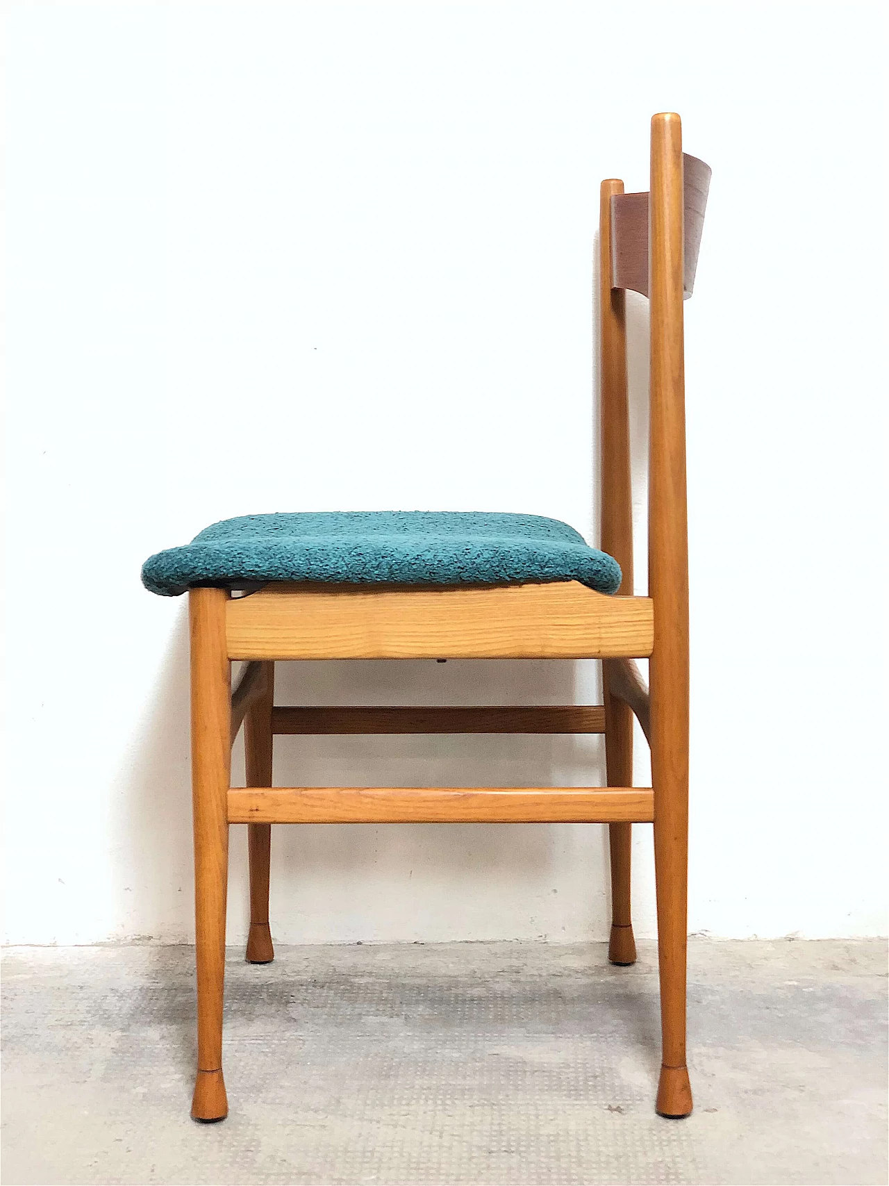 6 Solid beech chairs with fabric seat, 1960s 12