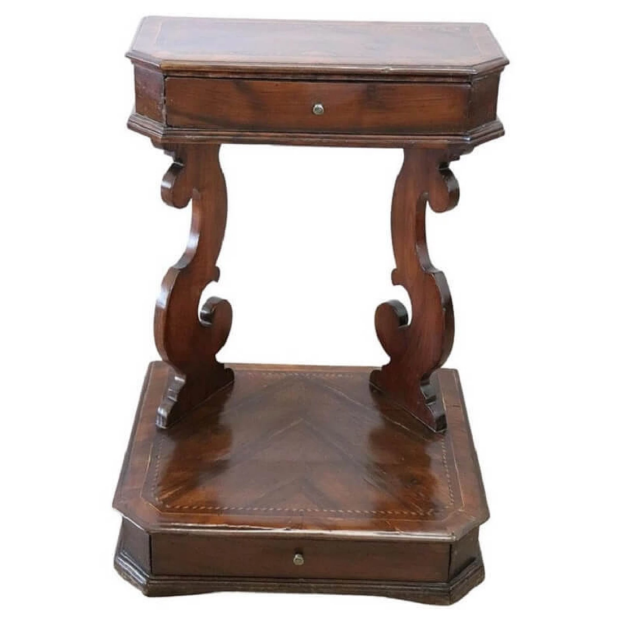 Kneeling-stool in walnut with inlays, late 18th century 1