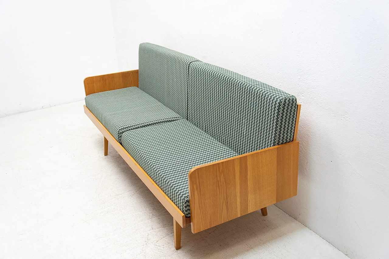 Beech veneered wood sofa bed by Interier Praha, 1960s 3