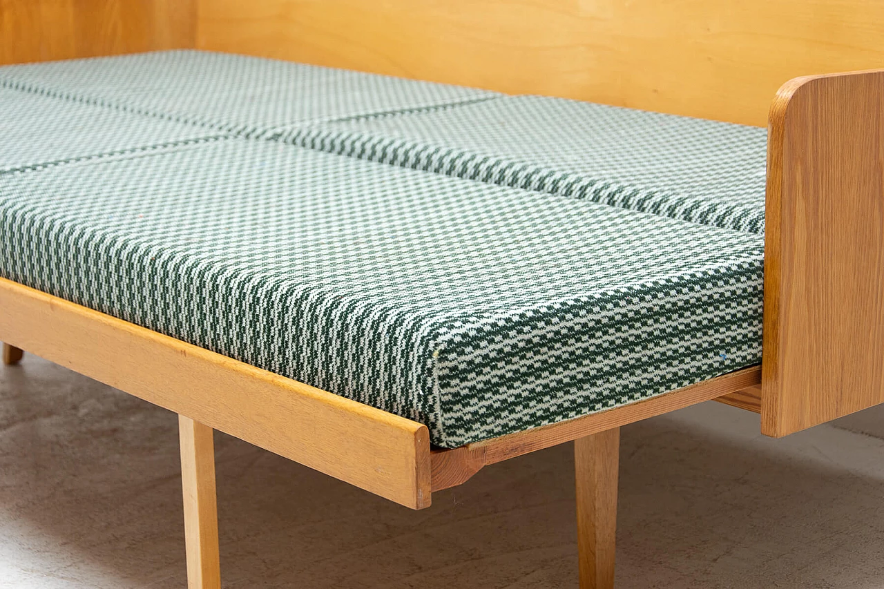 Beech veneered wood sofa bed by Interier Praha, 1960s 15