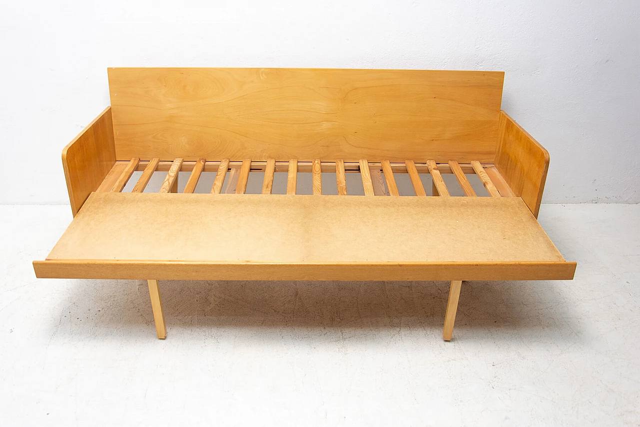 Beech veneered wood sofa bed by Interier Praha, 1960s 17