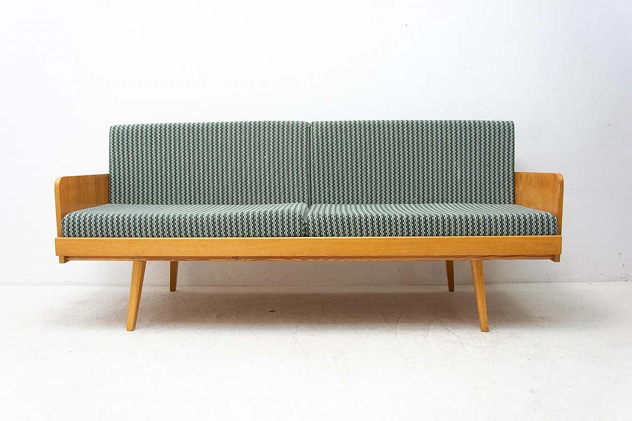 Beech veneered wood sofa bed by Interier Praha, 1960s 21