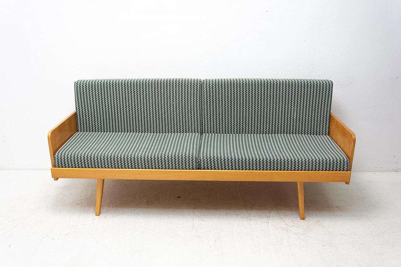 Beech veneered wood sofa bed by Interier Praha, 1960s 22