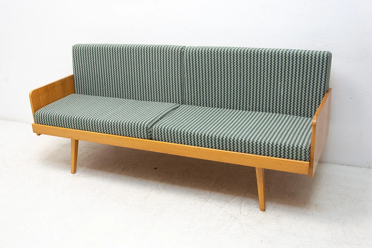 Beech veneered wood sofa bed by Interier Praha, 1960s 23