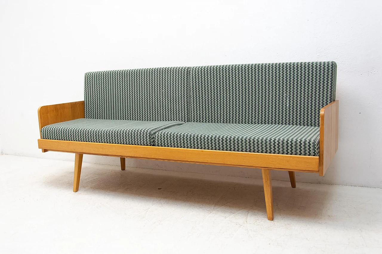 Beech veneered wood sofa bed by Interier Praha, 1960s 24