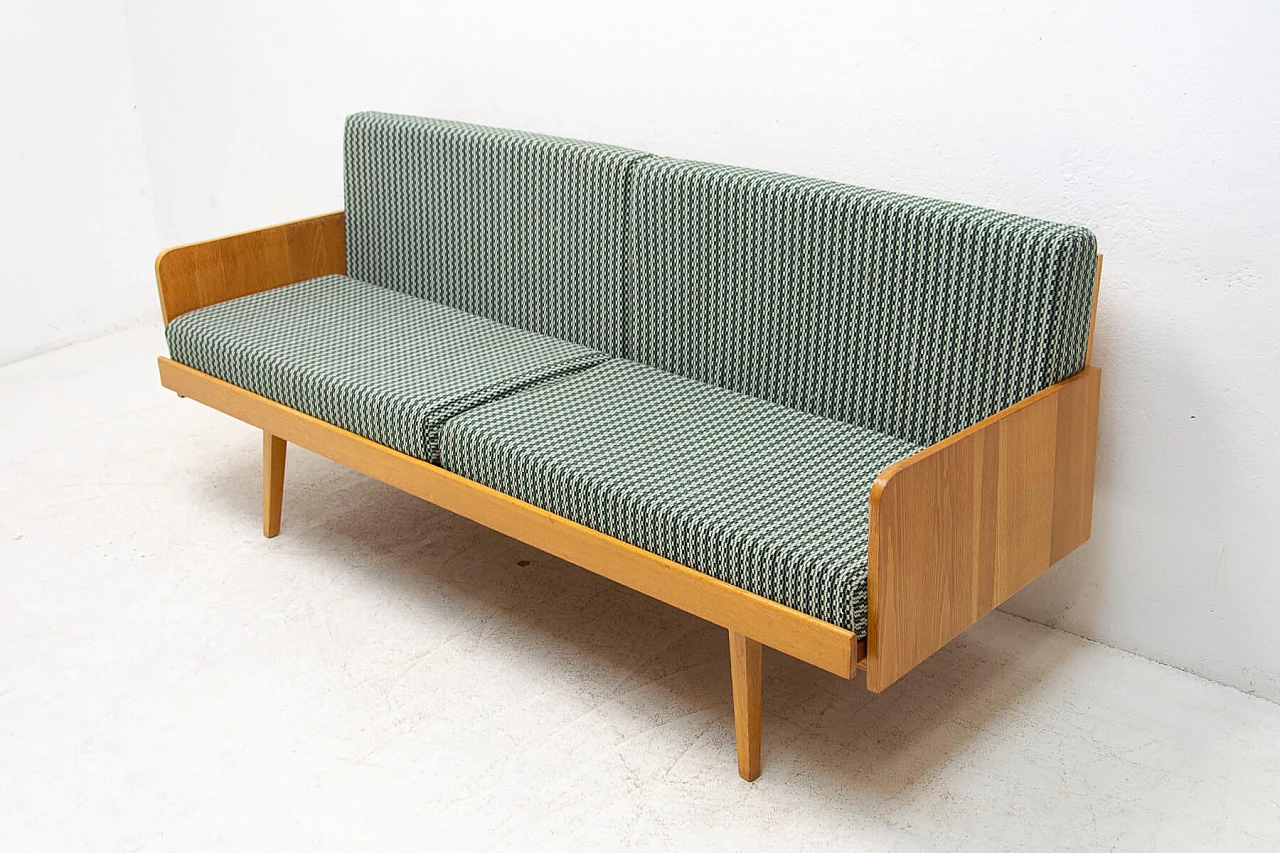 Beech veneered wood sofa bed by Interier Praha, 1960s 25