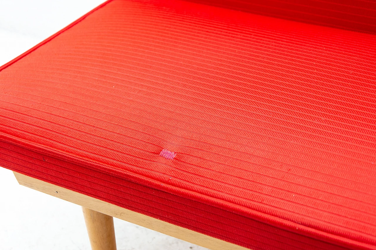 Beech and red fabric sofa bed by Miroslav Navratil, 1960s 7