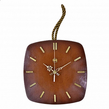 Solid beech wall clock by Ersten Uhren-Produktions, 1960s