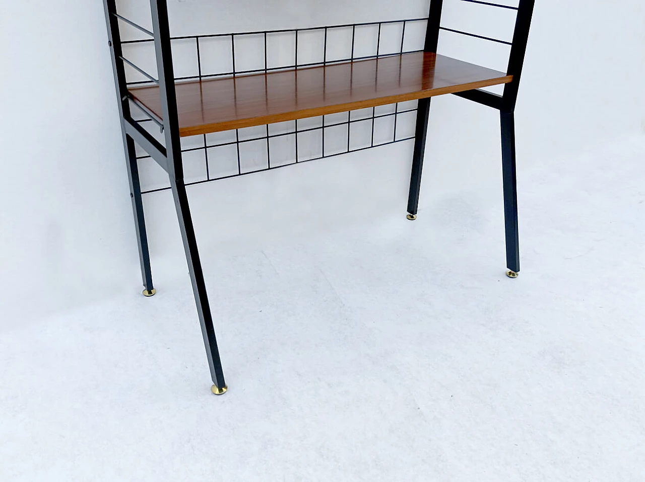 Shelving bookcase with iron frame and five wooden shelves, 1950s 4