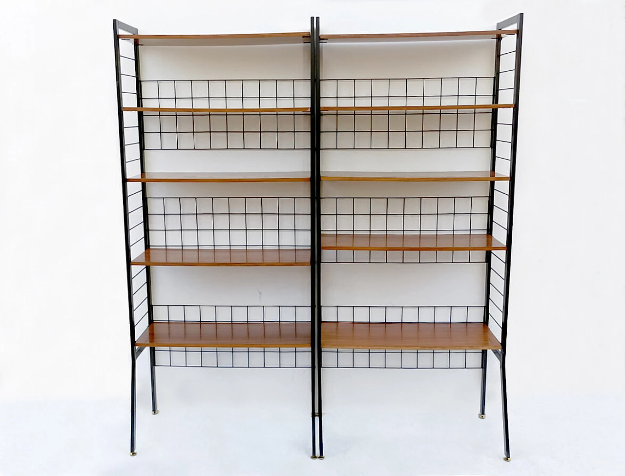 Shelving bookcase with iron frame and five wooden shelves, 1950s 5