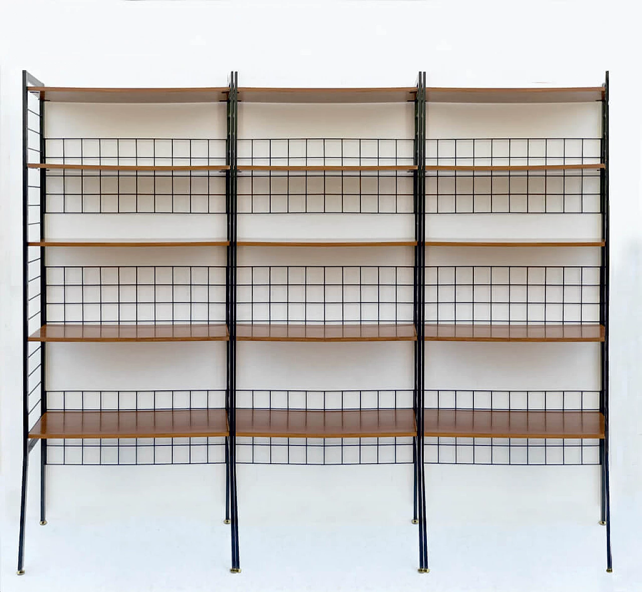 Shelving bookcase with iron frame and five wooden shelves, 1950s 7