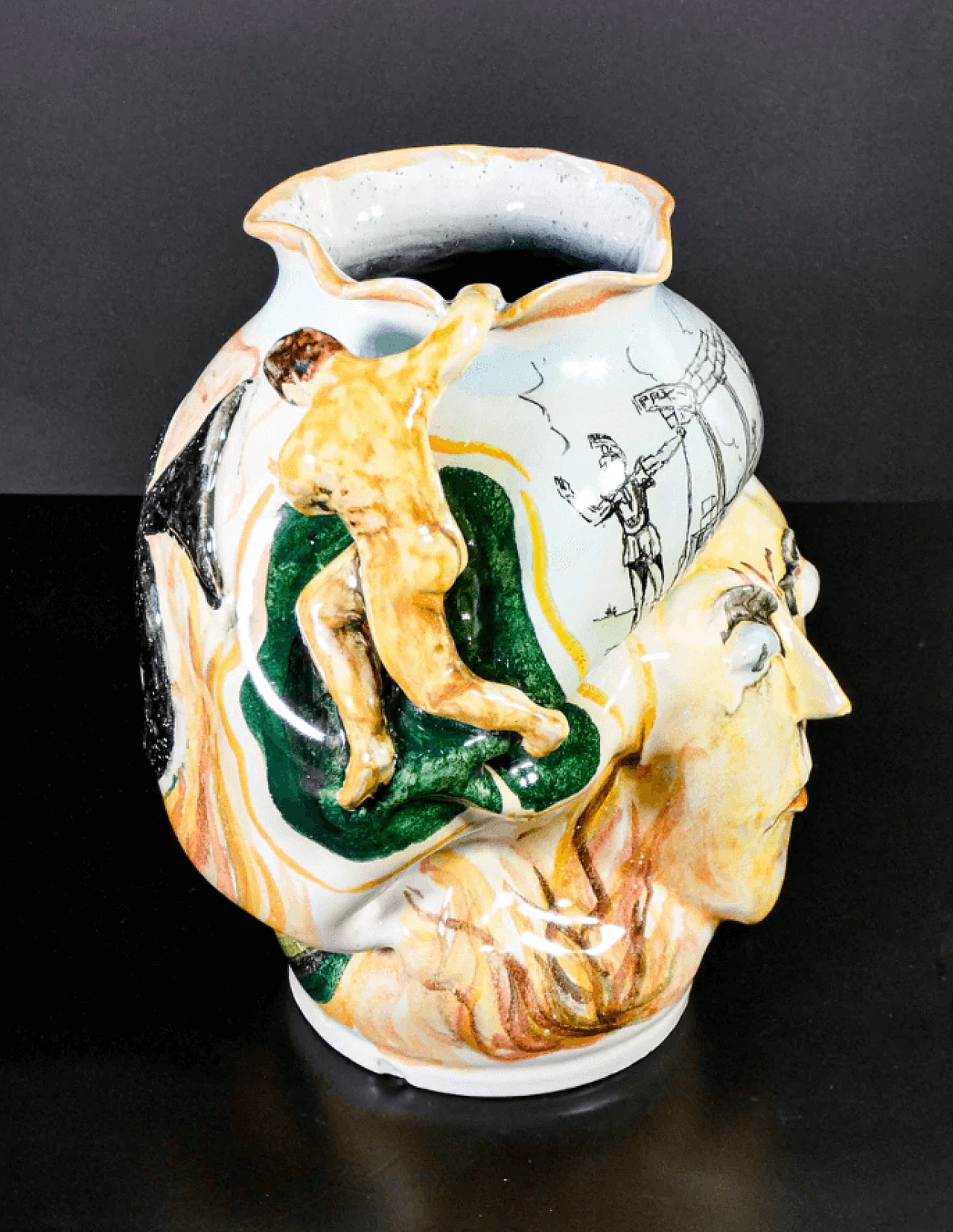 Marino glazed majolica vase, mid-20th century 2