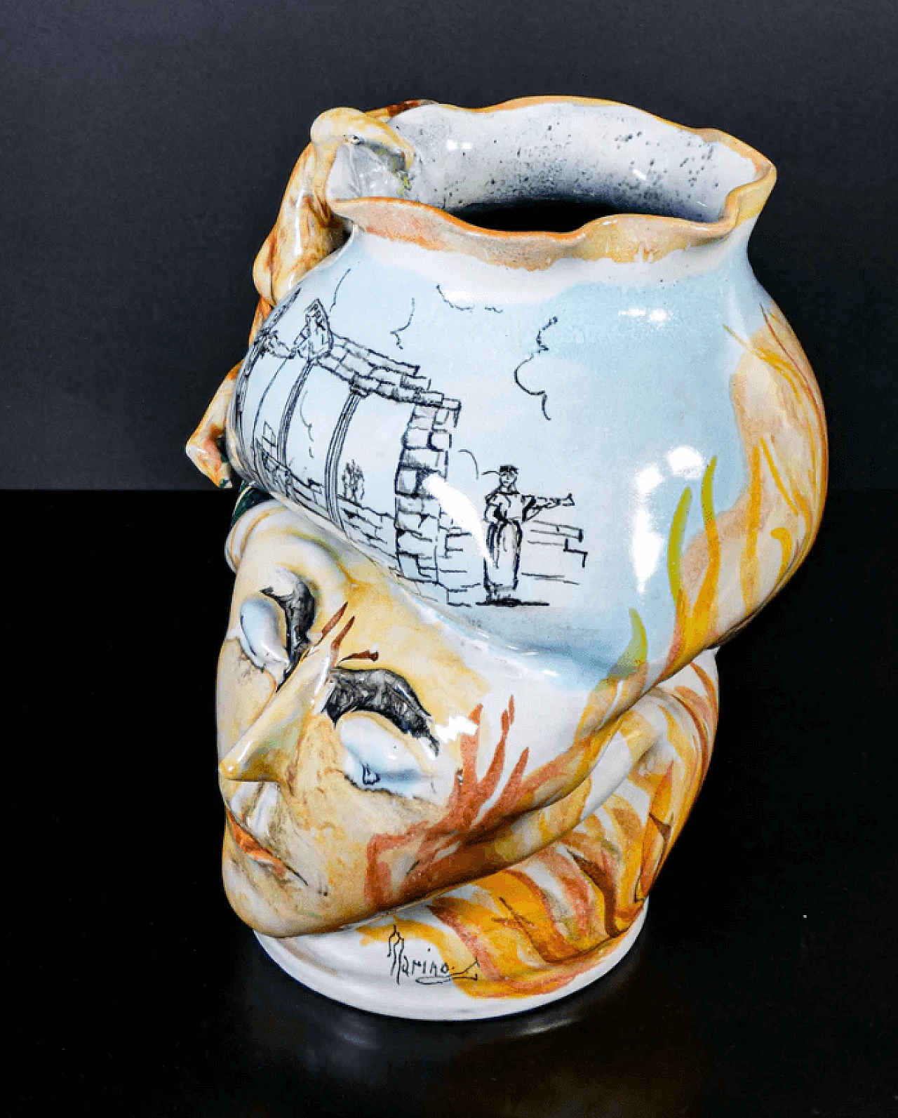 Marino glazed majolica vase, mid-20th century 4