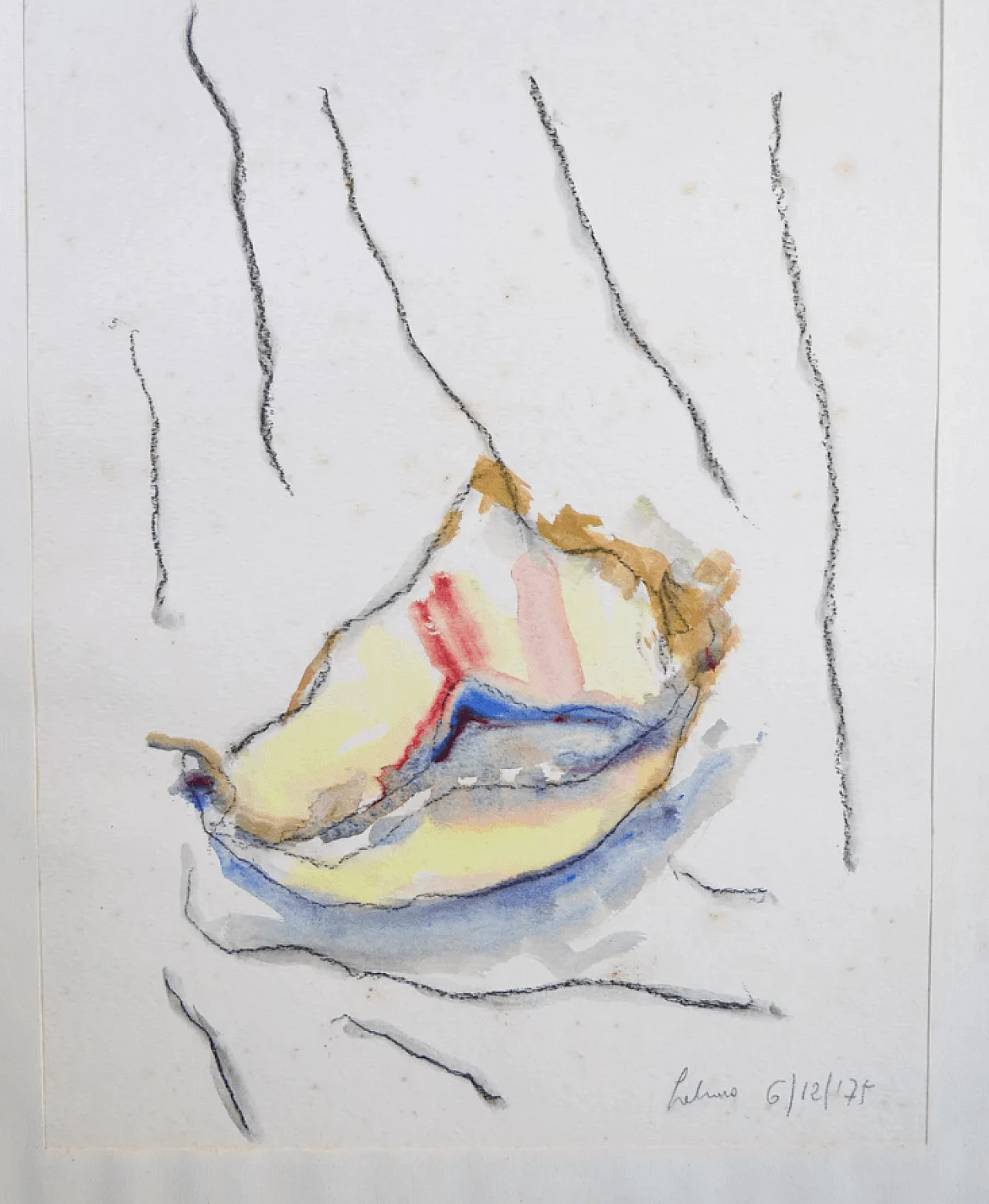 Dipinto di Albino Galvano, acquarello su carta, anni '70 2