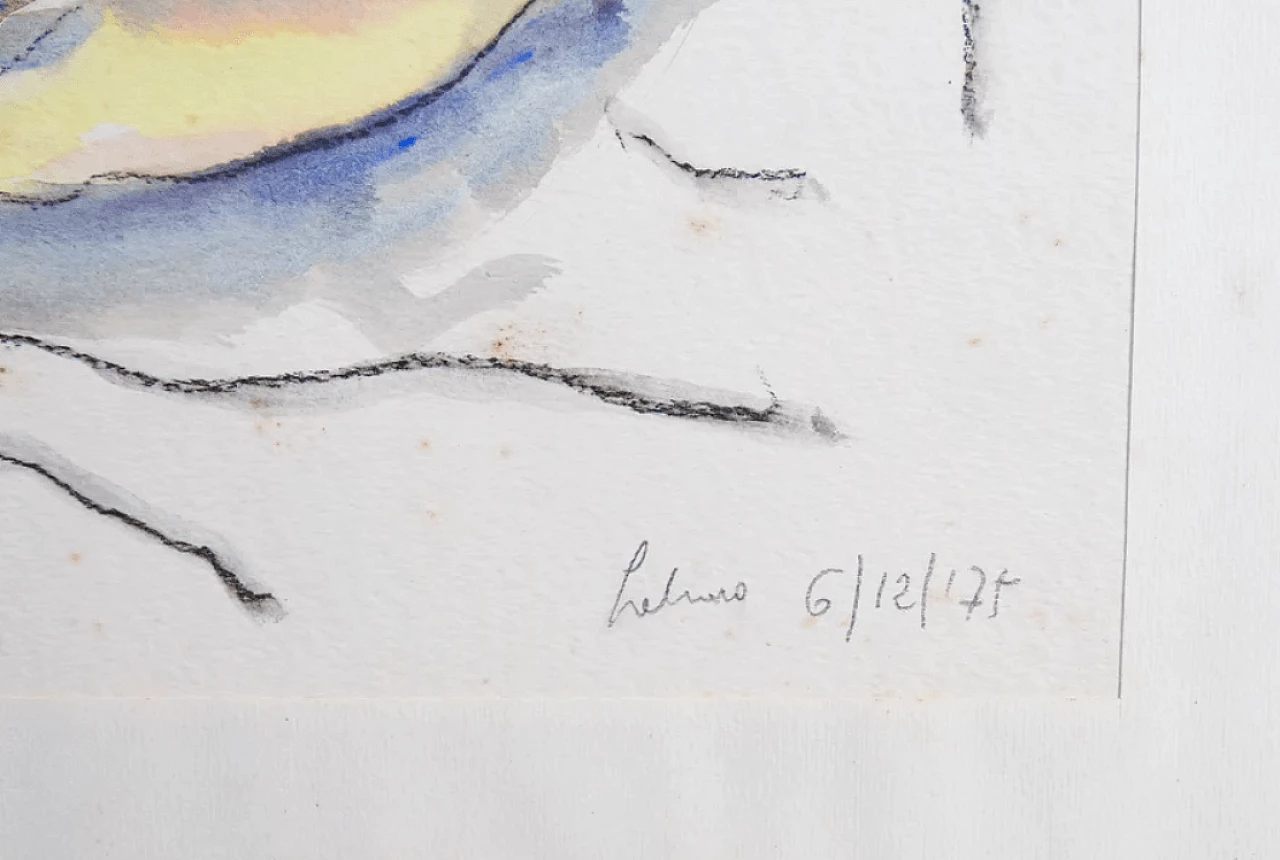 Dipinto di Albino Galvano, acquarello su carta, anni '70 4