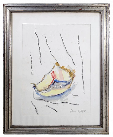 Painting by Albino Galvano, watercolor on paper, 1970s