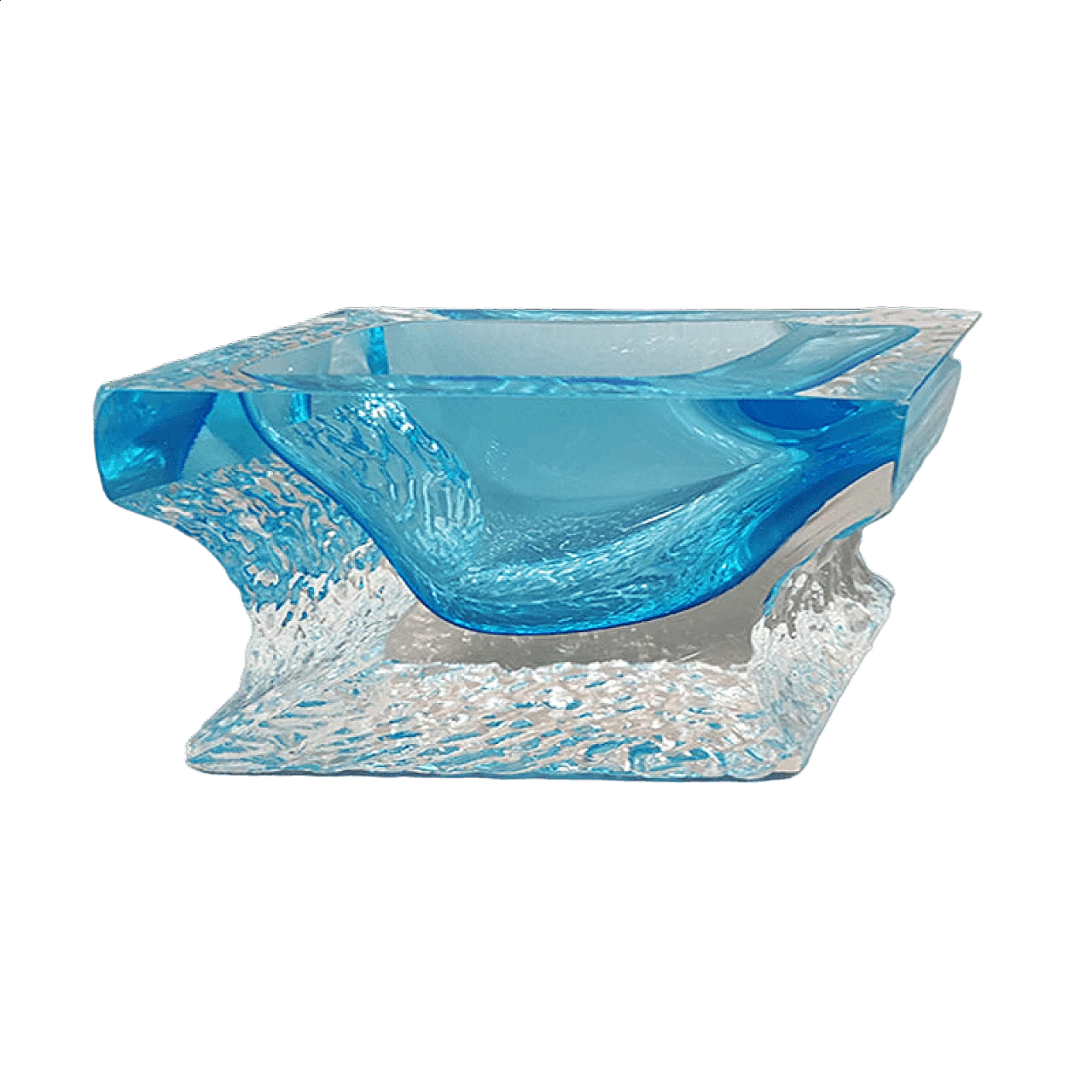 Light blue Murano glass ashtray by Flavio Poli for Seguso, 1960s 9