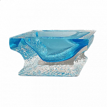 Light blue Murano glass ashtray by Flavio Poli for Seguso, 1960s