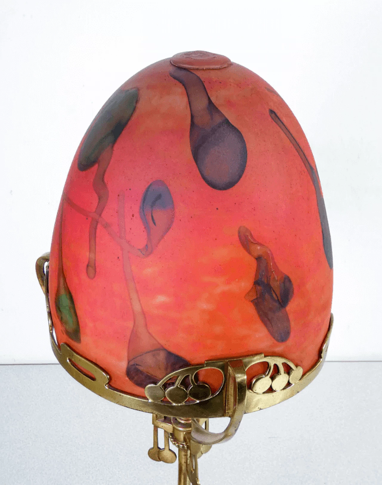 Blown glass and brass table lamp, 1940s 3