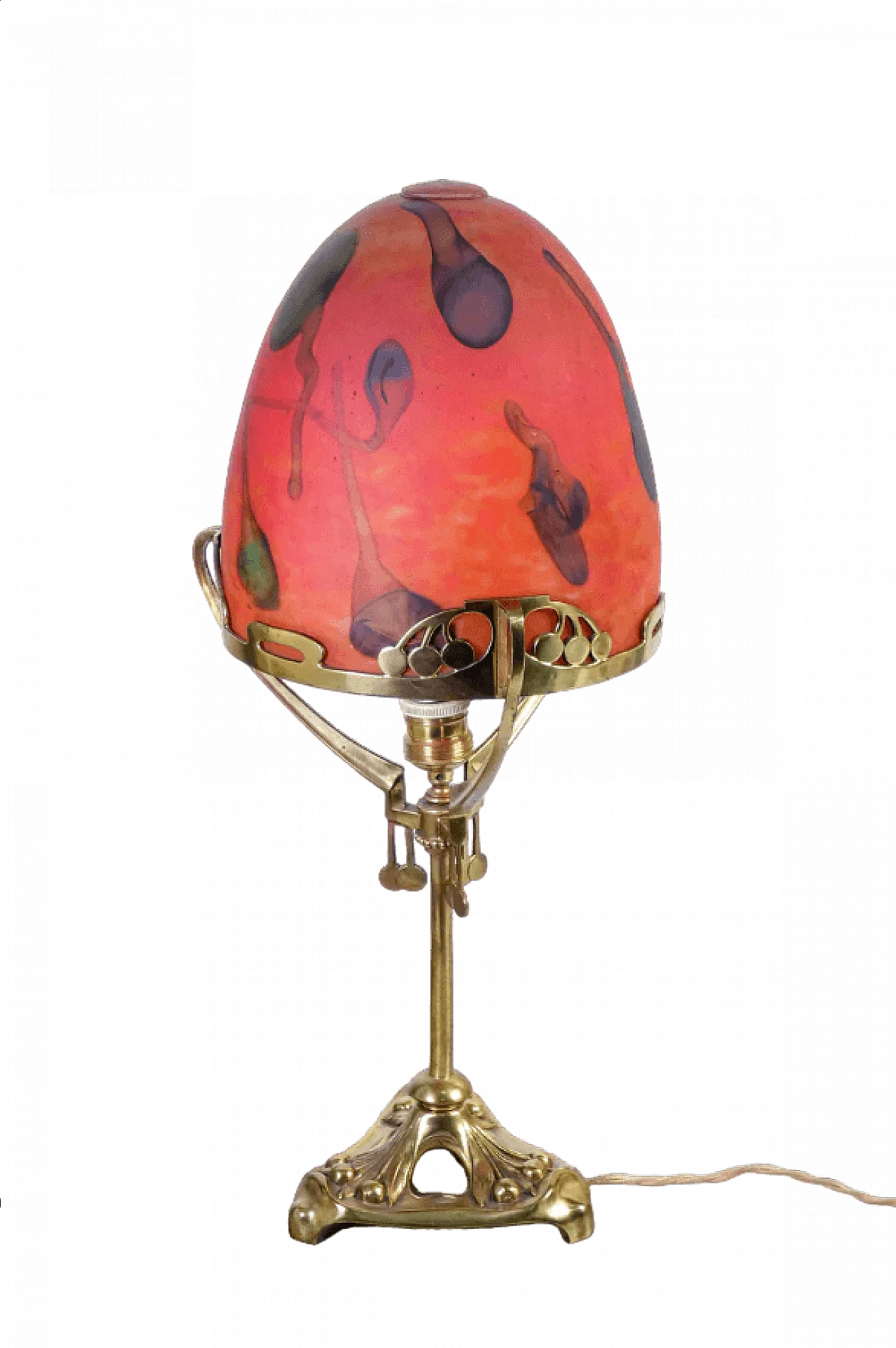 Blown glass and brass table lamp, 1940s 5