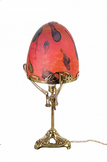 Blown glass and brass table lamp, 1940s
