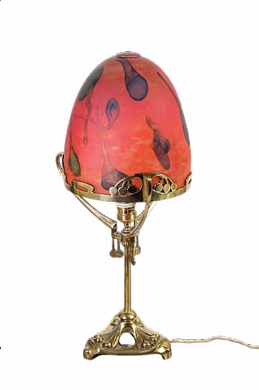 Lampada da tavolo in vetro soffiato e ottone, anni '40