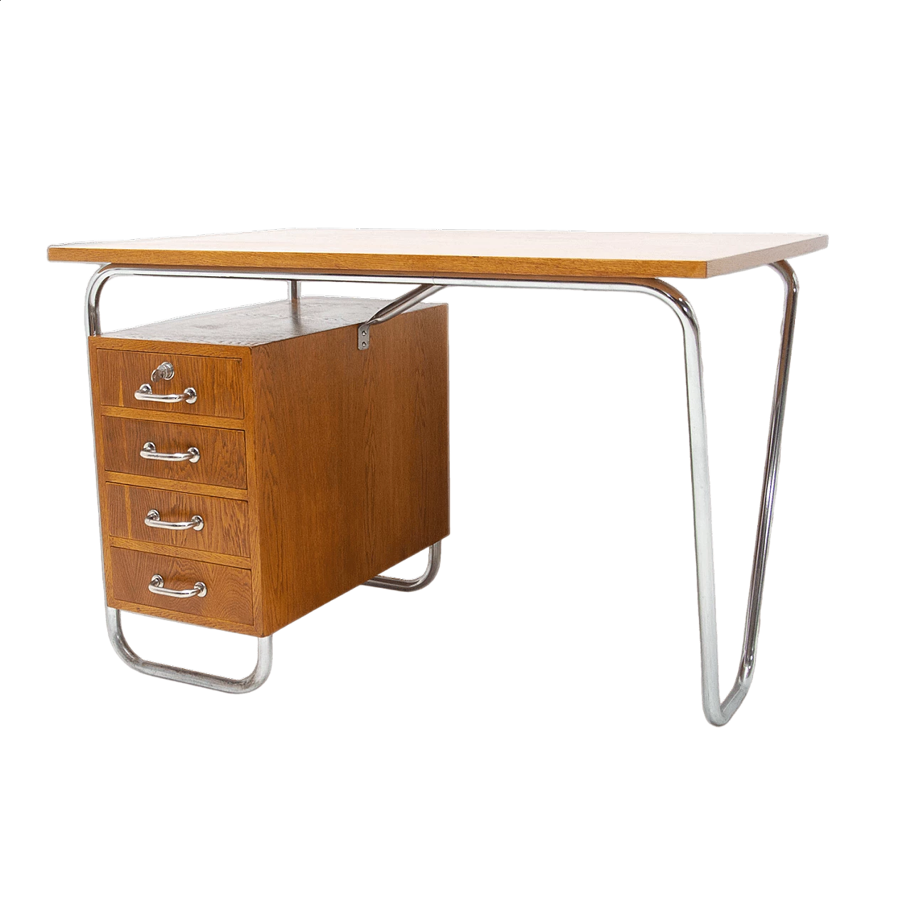 Steel and wood desk by Rudolf Vichr for Kovona, 1950s 26