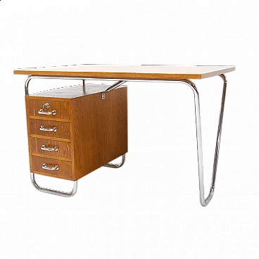 Steel and wood desk by Rudolf Vichr for Kovona, 1950s
