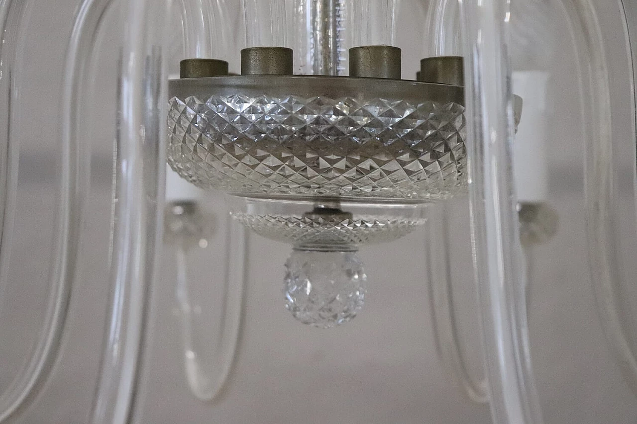 Eight-light chandelier in transparent Murano glass, 1980s 3