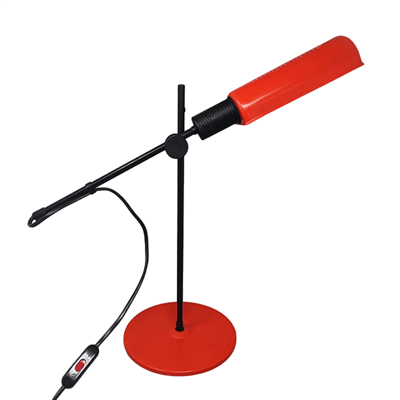 Black and red metal table lamp by Veneta Lumi, 1970s 8