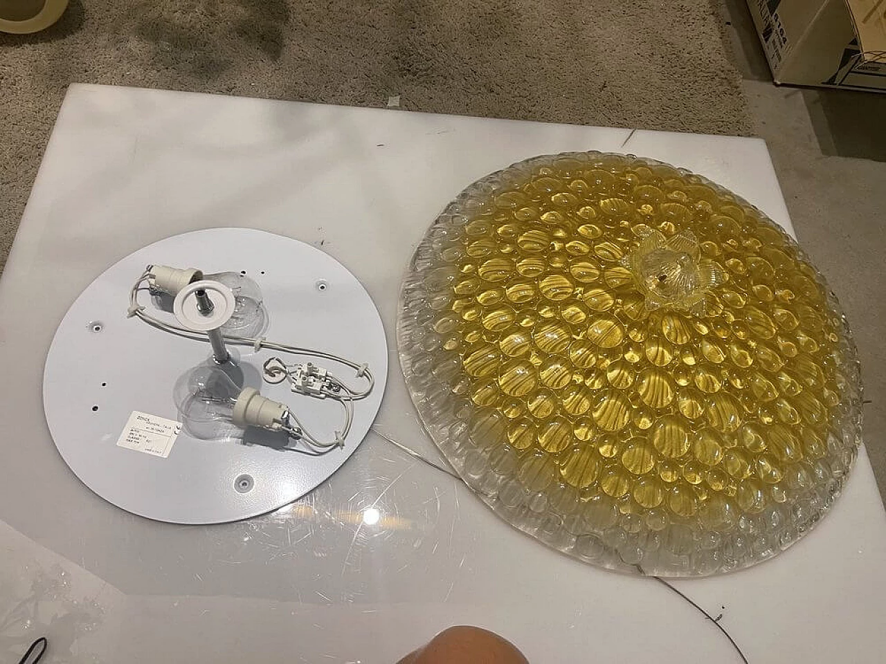 Plafoniera in vetro di Murano giallo e trasparente di Zonca, anni '70 2