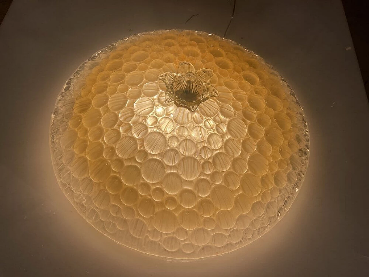 Plafoniera in vetro di Murano giallo e trasparente di Zonca, anni '70 6