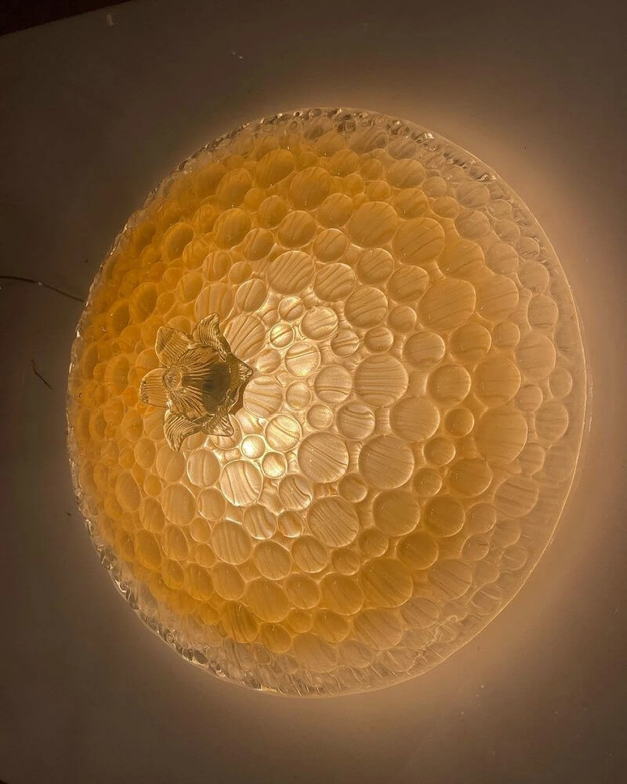 Plafoniera in vetro di Murano giallo e trasparente di Zonca, anni '70 8