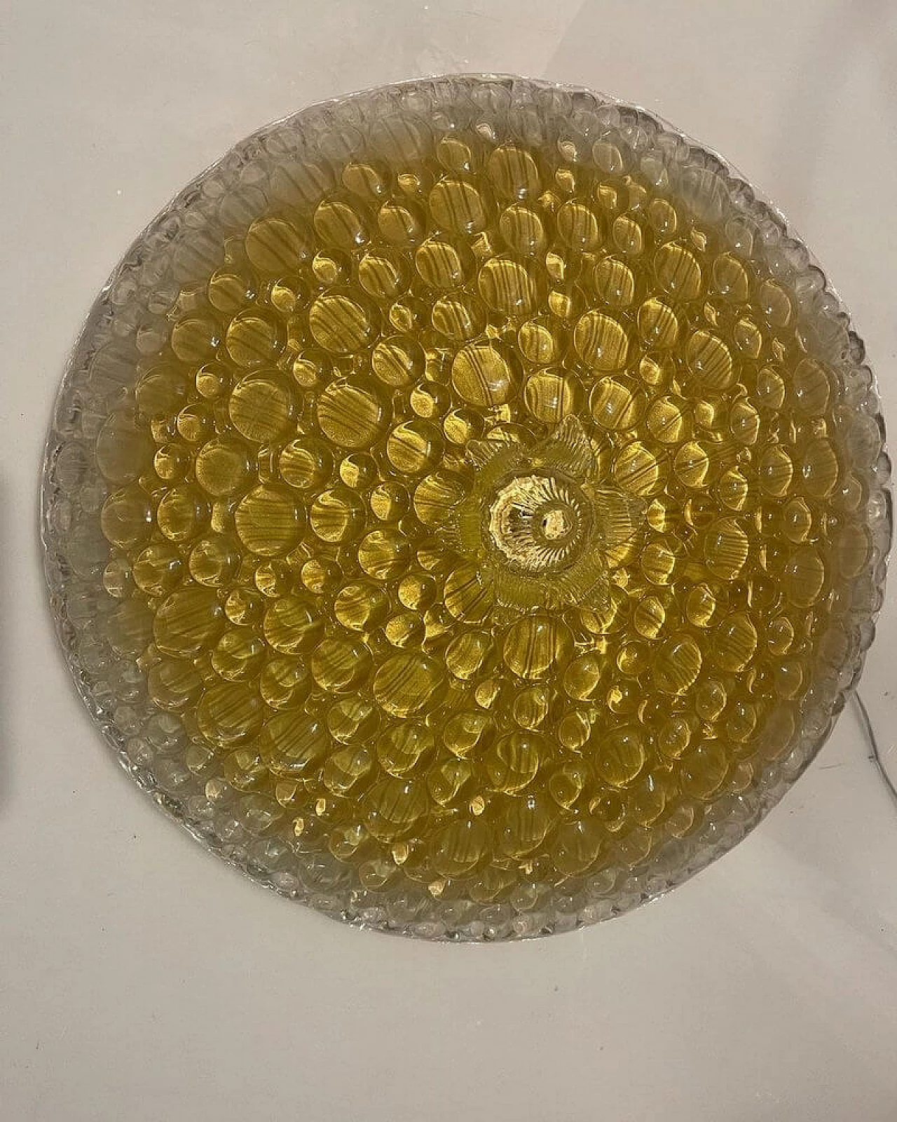 Plafoniera in vetro di Murano giallo e trasparente di Zonca, anni '70 9