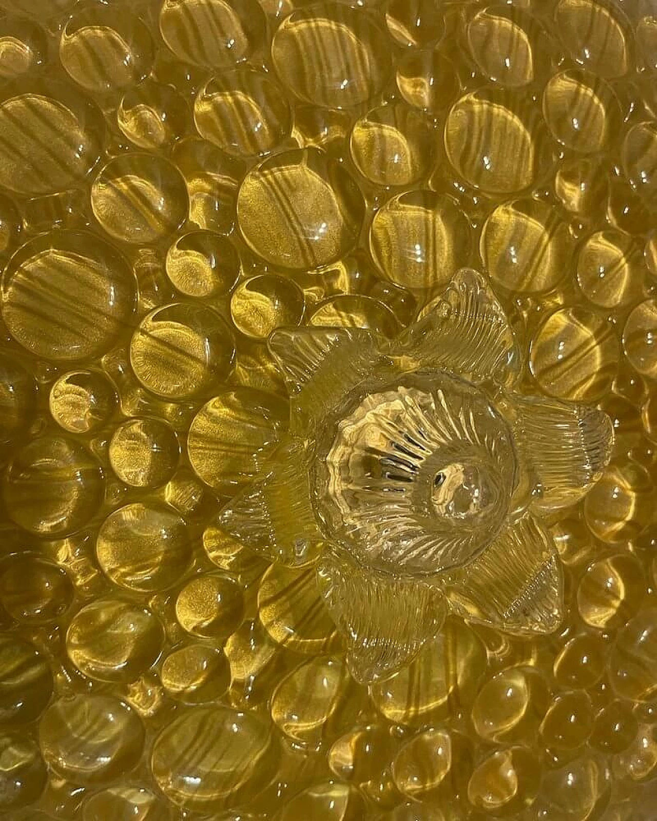 Plafoniera in vetro di Murano giallo e trasparente di Zonca, anni '70 10